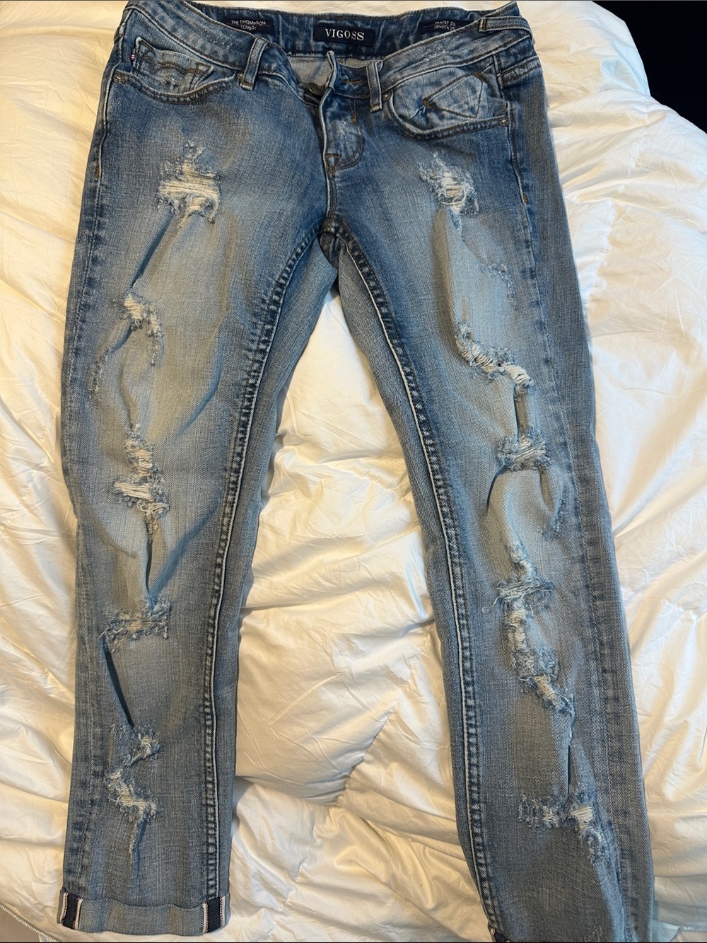Vigoss Women's Skinny Distressed Light Blue Jeans
